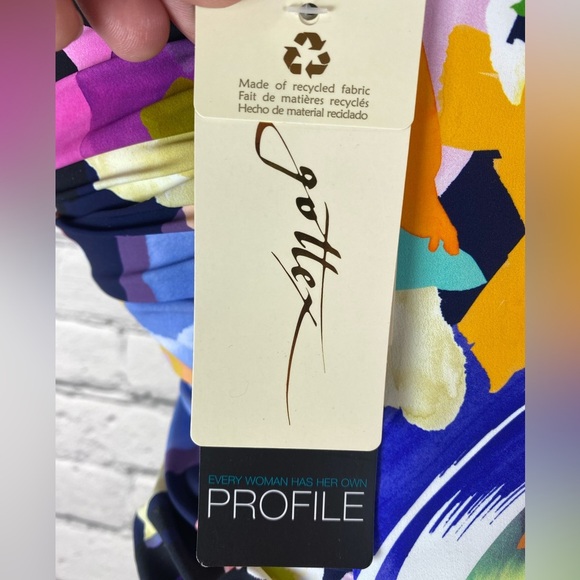 Profile By Gottex Holi Floral Abstract One Piece Bathing Suit Size 22W Bandeau - Picture 10 of 15